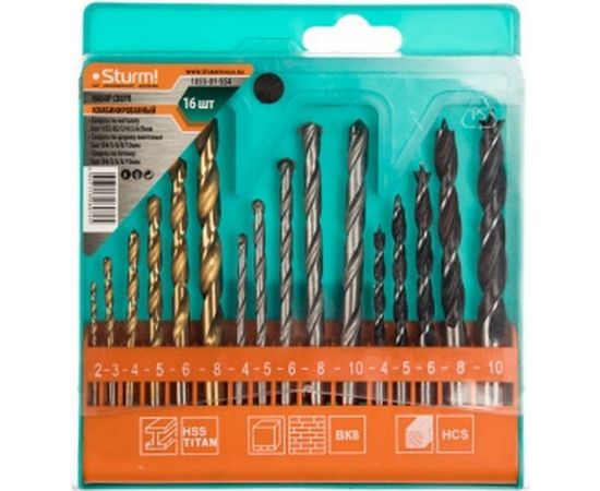 Набор сверл универсальный (16 предметов) Sturm 1055-01-SS4 – изображение 2