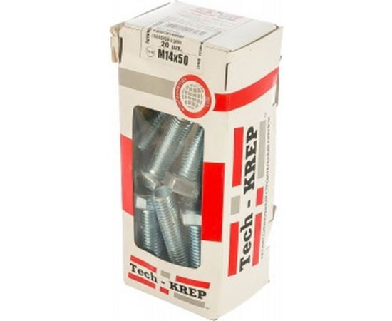 Болт DIN 933 с шестигранной головкой, оцинкованный М14х50, 20шт - коробка Tech-Krep 126533 – изображение 2