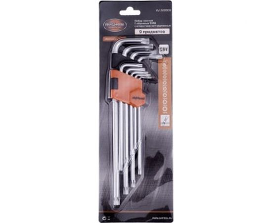 Набор ключей Г-образных TORX с отверстием TH10-TH50 9 предметов AV Steel AV-369309 – изображение 2