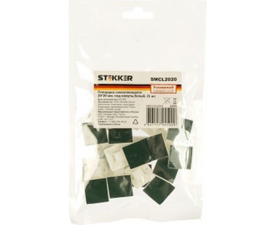 Самоклеющаяся площадка STEKKER SMCL2020 20х20 мм, под хомуты, белый 32934 – изображение 2