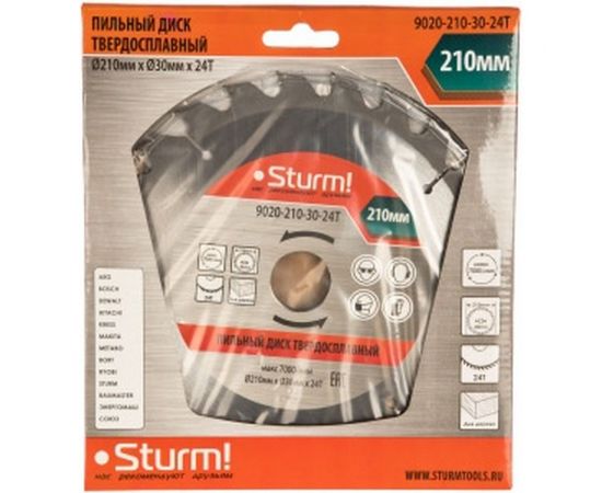 Диск пильный по дереву (210х30 мм; 24T) Sturm 9020-210-30-24T – изображение 3