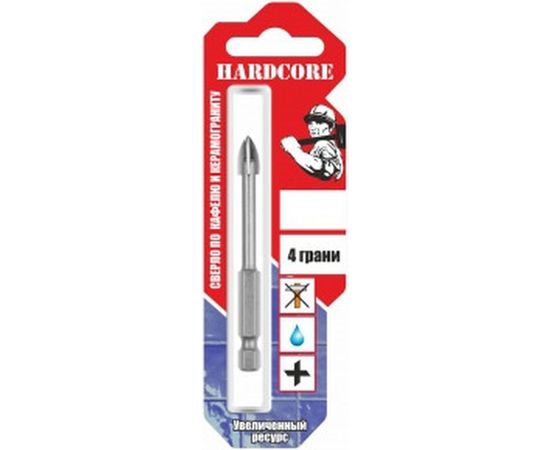 Сверло по керамограниту и керамической плитке (12 мм; 4 грани) Hardcore 151012 