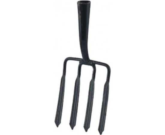 Копальные вилы 4-х рогие Россия 190x220 мм, широкий зуб, удлиненная тулейка, без черенка 63838 