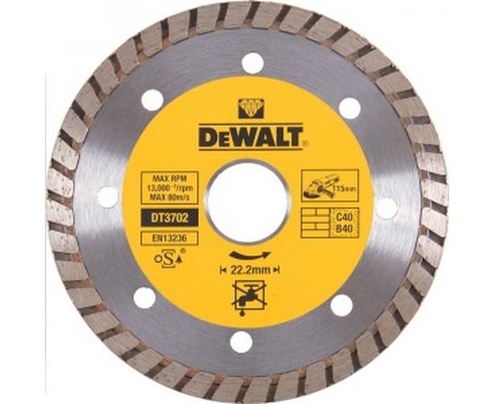 Диск алмазный отрезной Turbo (115х22.2 мм) для УШМ DeWALT DT 3702 