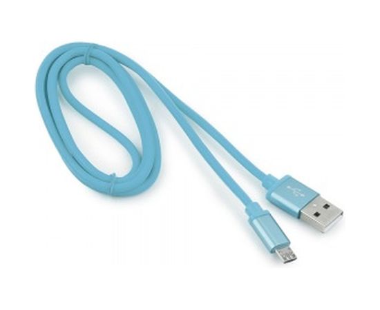 Кабель USB 2.0 Cablexpert, AM/microB, серия Silver, длина 1м, блистер, синий CC-S-mUSB01Bl-1M 