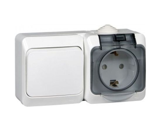 Блок Schneider Electric ОП Этюд IP44 белый, 1-клавишный выключатель+евророзетка з/ш SchE BPA16-241B 