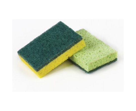 Бытовые губки ЛАЙМА КОМПЛЕКТ 2шт целлюлозные губчатые c абразивом 20x95x65 мм 605487 