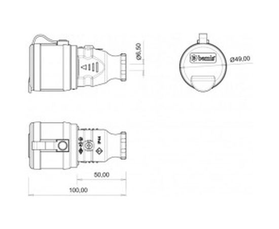 Кабельная розетка BEMIS BK1-1402-2311 каучуковая 220В 16А с заземлением и крышкой, IP54, черная 8698523923115 – изображение 2