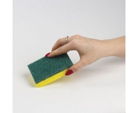 Бытовые губки ЛАЙМА КОМПЛЕКТ 2шт целлюлозные губчатые c абразивом 20x95x65 мм 605487 – изображение 2