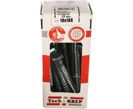 Сантехнический болт DIN 571 оцинкованный 10х100, 15шт - коробка Tech-Krep 126561 – изображение 2