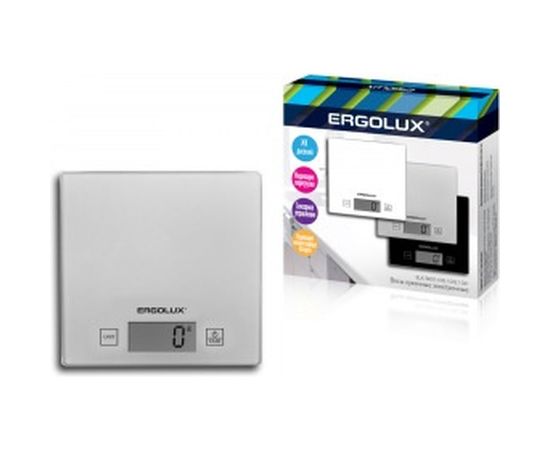 Кухонные весы ERGOLUX ELX-SK01-С03 серые металлик до 5 кг, 150*150 мм 13429 – изображение 2