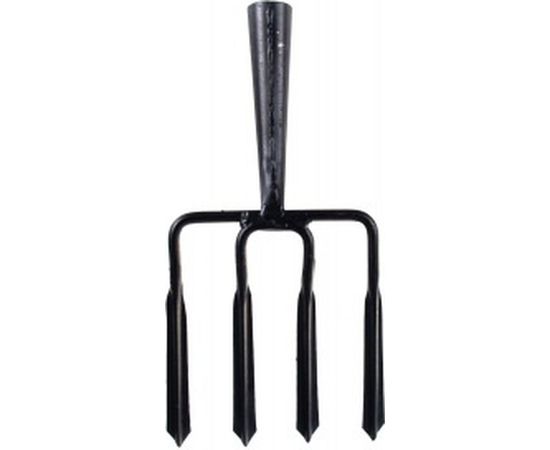 Копальные вилы 4-х рогие Россия 190x220 мм, широкий зуб, удлиненная тулейка, без черенка 63838 – изображение 2
