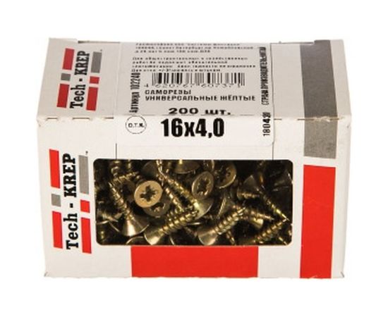 Универсальный саморез Tech-Krep 16х4,0 мм 200 шт желтый, коробка с окном 102240 – изображение 2