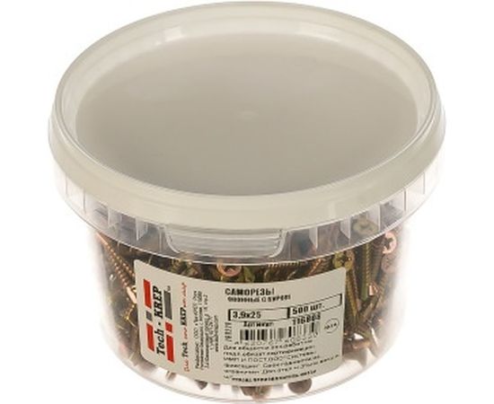 Оконные саморезы с буром 3.9х25, 500шт желтые - ведро Tech-Krep 116808 – изображение 3