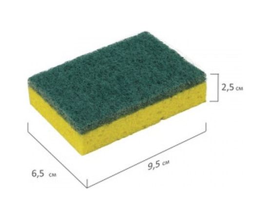 Бытовые губки ЛАЙМА КОМПЛЕКТ 2шт целлюлозные губчатые c абразивом 20x95x65 мм 605487 – изображение 4