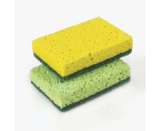 Бытовые губки ЛАЙМА КОМПЛЕКТ 2шт целлюлозные губчатые c абразивом 20x95x65 мм 605487 – изображение 5