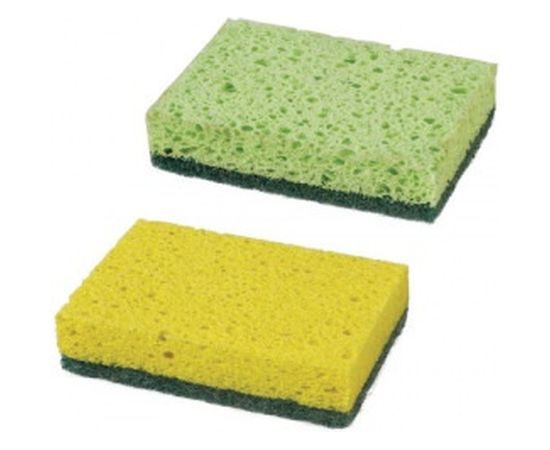 Бытовые губки ЛАЙМА КОМПЛЕКТ 2шт целлюлозные губчатые c абразивом 20x95x65 мм 605487 – изображение 6