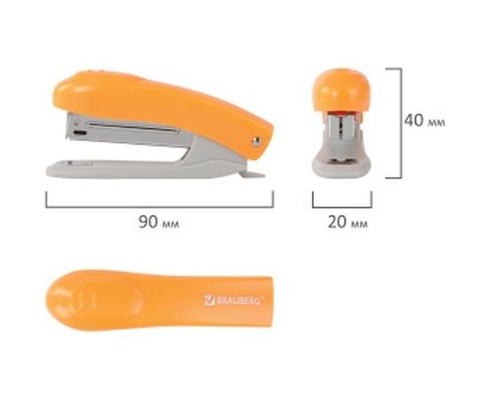 Степлер №10 BRAUBERG Original, до 12л, с антистеплером, оранжевый, 227766 – изображение 6