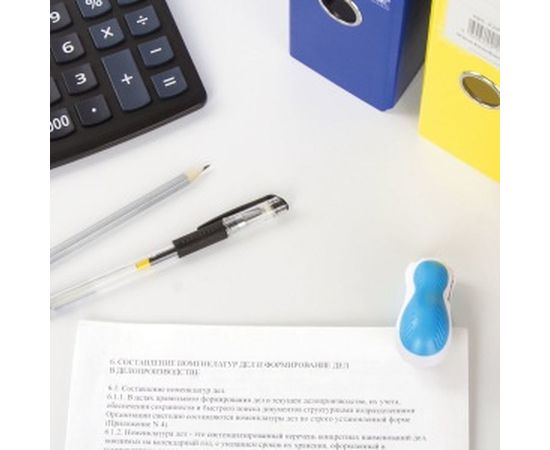 Степлер №24/6, 26/6 BRAUBERG МИНИ JET, до 15 листов, эргономичный, бело-голубой, 227758 – изображение 7