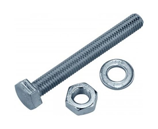 Болт Tech-Krep DIN933 с шестигранной головкой, оцинкованный М6х20 + гайка + шайба 8 шт - пакет 112717 