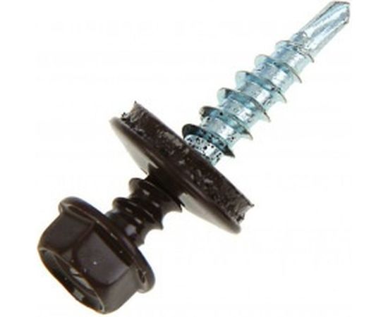 Кровельный саморез Tech-Krep КР сверло 4,8х28 RAL-8019 коричневый 60 шт, коробка с окном 124633 