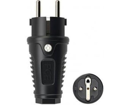 Ударопрочная вилка PCE каучук 16А 220V 2P+E IP54 корпус черный, маркер черный 0522-ss 