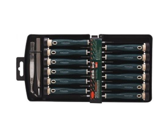 Набор ювелирных отверток с пинцетами ROCKFORCE 14предмета, в пластиковом держателе RF-2146 