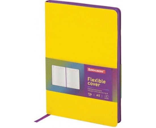 Недатированный ежедневник BRAUBERG Flex А5, 138x213 мм, кожзам, 136 л, желтый 111680 
