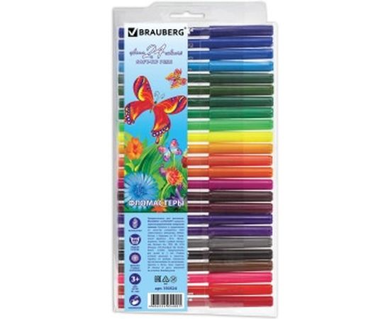 Фломастеры BRAUBERG Wonderful butterfly, 24 цветов вентилируемый колпачок, 150524 