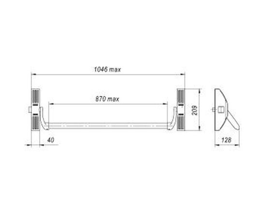 Нажимная ручка-штанга с защелкой Fuaro 1700В накл. для антипаники, для одноствор. и двуствор. дверей 41409 – изображение 3