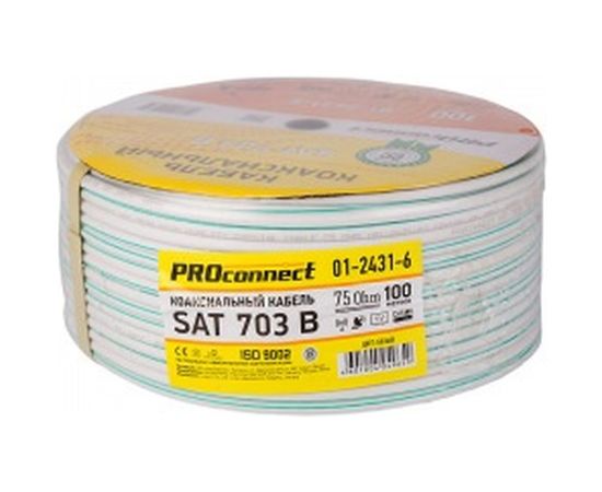 Коаксиальный кабель PROconnect SAT 703 B, Cu/Al/Cu, 64%, 75 Ом, бухта 100 м, белый 01-2431-6 – изображение 2