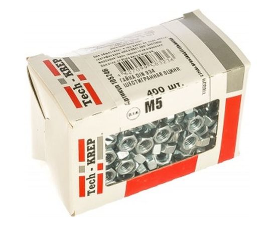 Шестигранная гайка DIN 934 оцинкованная М5, 400шт - коробка Tech-Krep 105246 – изображение 2