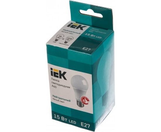 Лампа IEK LED A60 шар 15 Вт 230 В 4000К E27 LLE-A60-15-230-40-E27 – изображение 2