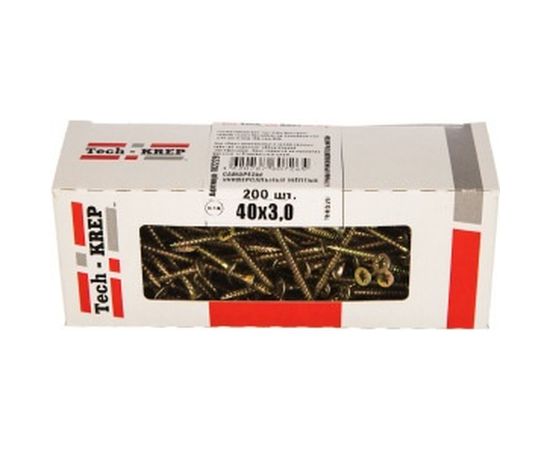 Универсальный саморез Tech-Krep 40х3,0 мм 200 шт желтый, коробка с окном 102229 – изображение 2