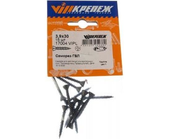 Саморез ГВЛ VIPкрепеж 3.9х30, 15 шт. 17004 VIPL – изображение 2