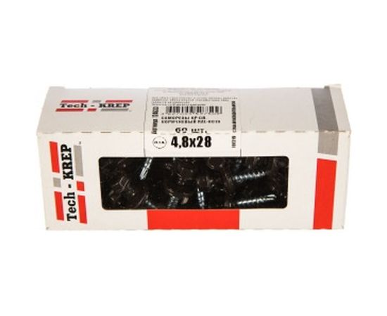 Кровельный саморез Tech-Krep КР сверло 4,8х28 RAL-8019 коричневый 60 шт, коробка с окном 124633 – изображение 3