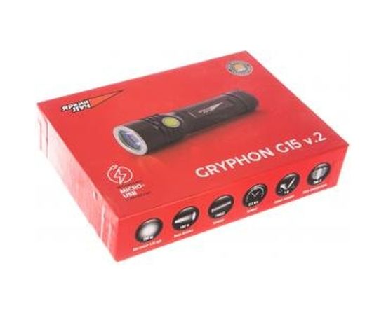 Фонарь ЯРКИЙ ЛУЧ G15 v.2Gryphon CREE XM-L2 max700лм, 4реж., IPX7, акк 18650 2600mAh 4606400106050 – изображение 2