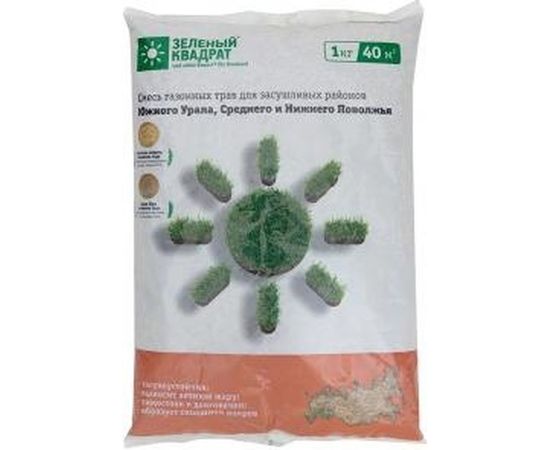 Семена газона для Южного Урала, Среднего и Нижнего Поволжья Зеленый Квадрат 1 кг 4607160332024 