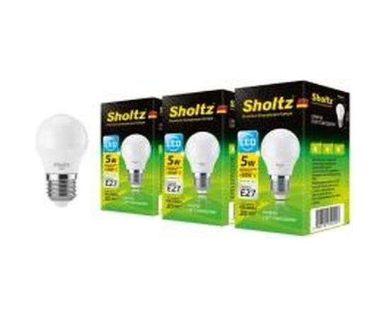 Комплект из 3 светодиодных ламп Sholtz шар 5Вт E27 4200К G45 220-240В пластик LEB3024T 