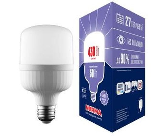 Светодиодная лампа Volpe LED-M80-50W/6500K/E27/FR/NR, матовая Серия Norma UL-00006792 