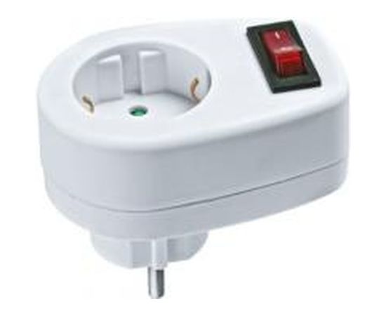 Переходник с выключателем Navigator NAD-1E-СS-WH, 1 гнездо 94669 