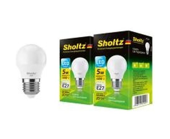 Комплект из 2 светодиодных ламп Sholtz шар 5Вт E27 4200К G45 220-240В пластик LEB3024D 