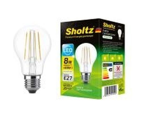 Светодиодная филаментная лампа Sholtz груша 8Вт E27 4000К A60 220-240В стекло FOB5105 