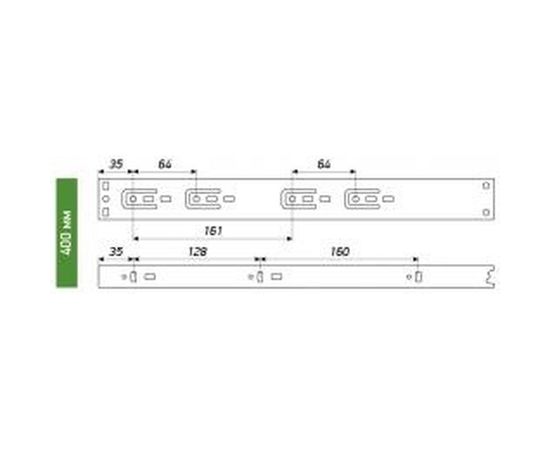 Шариковые выдвижные направляющие Laurus 400мм с доводчиком комплект 09424 – изображение 2