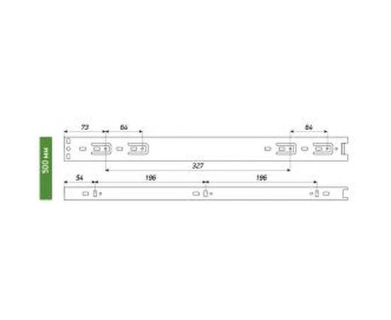 Шариковые выдвижные направляющие Laurus 500мм/42мм ЭКО комплект 09408 – изображение 2