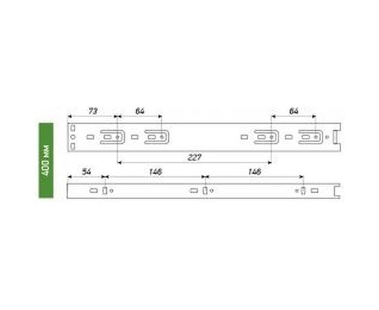 Шариковые выдвижные направляющие Laurus 400мм/42мм комплект 09027 – изображение 2