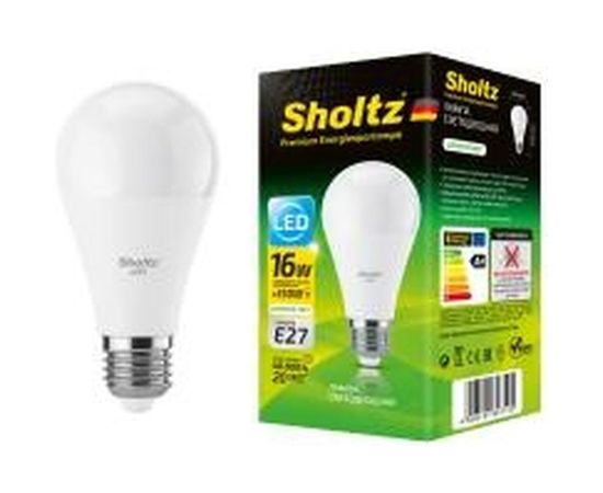Светодиодная лампа Sholtz груша 16Вт E27 4200К А60 175-265В, пластик LEB3071 – изображение 5