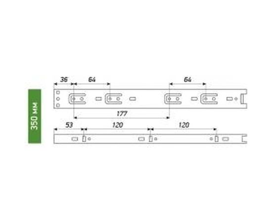 Шариковые выдвижные направляющие Laurus 350мм/35мм комплект 09101 – изображение 2