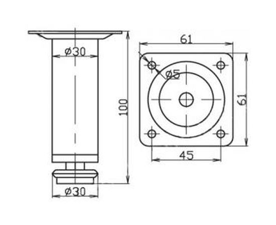 Опора-нога Laurus 30х100 хром 10030 – изображение 2