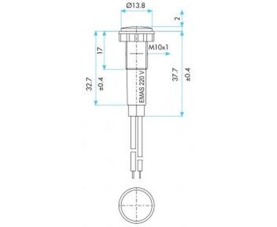 Сигнальная арматура Emas красная 10мм с силиконовым проводом, 220В S100LK – изображение 2